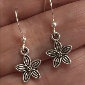Small Dangle Silver Flower Earrings Hypoallergenic!
